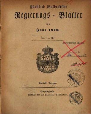 Fürstlich-Waldeckisches Regierungsblatt, 60. 1870
