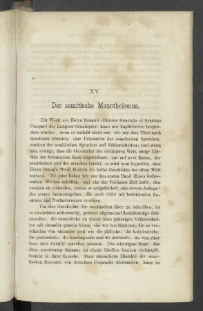 XV. Der semitische Monotheismus