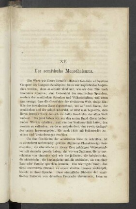 XV. Der semitische Monotheismus