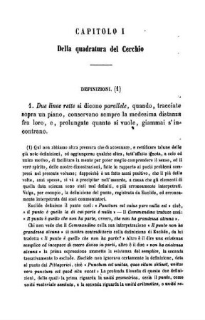 Capitolo I. Della quadratura del cerchio.
