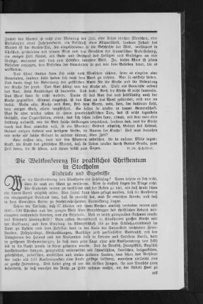 Die Weltkonferenz für praktisches Christentum in Stockholm