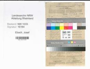 Entnazifizierung Josef Ebach , geb. 07.07.1885 (Polizeibeamter)