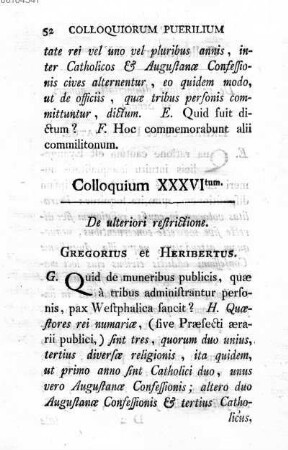 Colloquium XXXVI tum. De ulteriori restrictione