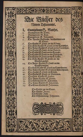 Die Bücher des Newen Testaments.