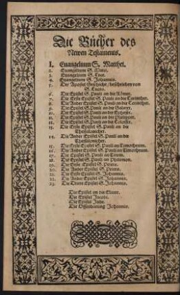 Die Bücher des Newen Testaments.