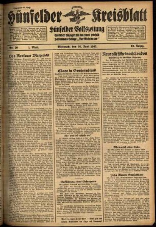 Erste Ausgabe vom Mittwoch, den 16. Juni 1937.