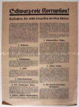 Deutschnationales Propagandaflugblatt zur Reichstagswahl 1933 mit Polemik gegen die bisherigen Regierungen der Weimarer Republik