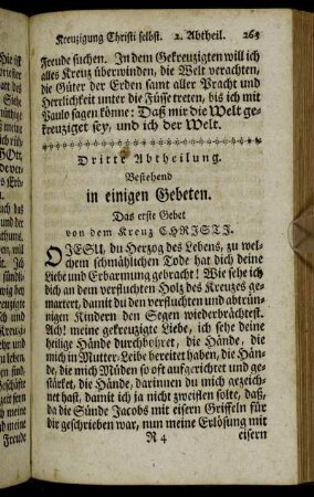 Dritte Abtheilung. Bestehend in einigen Gebeten.