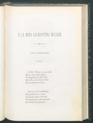 Á la niña Laurentina Wilson : (En su primeros días)
