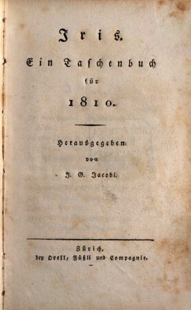 Iris : ein Taschenbuch für .... 1810