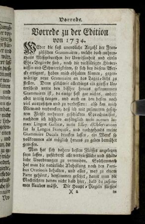 Vorrede zu der Edition von 1734.