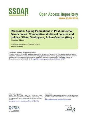 Rezension: Ageing Populations in Post-industrial Democracies: Comparative studies of policies and politics / Pieter Vanhuysse; Achim Goerres (Hrsg.)