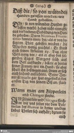 Daß die, so von wütenden Hunden gebissen worden, wie Hund gebollen