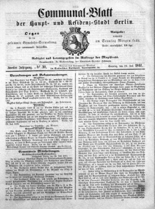 1861,30: No. 30, 28. Juli 1861