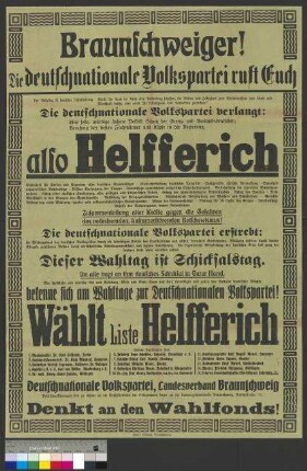 Plakat der DNVP zur Wahl des Reichstags am 6. Juni                                         1920
