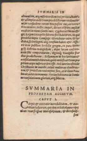 Summaria In Prophetam Aggaeum.