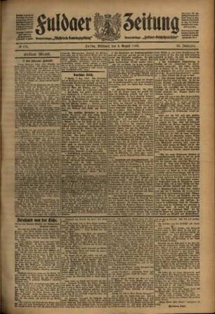 Erste Ausgabe vom Mittwoch, den 04. August 1909.