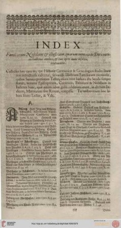 Index familiarum, nobilium & illustrium