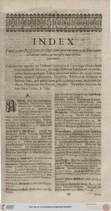 Index familiarum, nobilium & illustrium