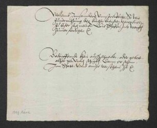 Konzeptzettel mit Notizen, u.a. zum Schreiben Herzog Ulrichs vom 28. März 1549 (97)