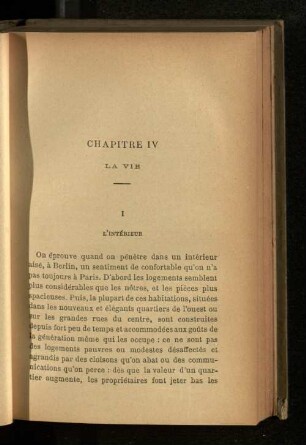 Chapitre IV La vie