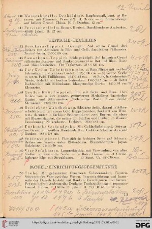 Teppiche, Textilien (Nr. 142-191)