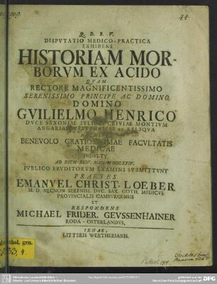 Disputatio Medico-Practica Exhibens Historiam Morborum Ex Acido