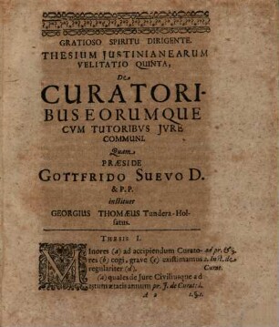 Thesium iustineanearum velitatio quinta de curatoribus eorumque tutoribus iure communi