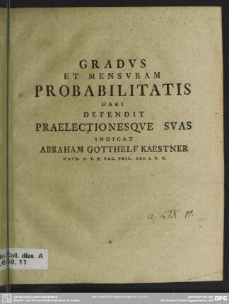 Gradus Et Mensuram Probabilitatis Dari