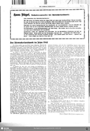 Das Uhrmacherhandwerk im Jahre 1940