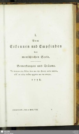 I. Vom Erkennen und Empfinden der menschlichen Seele