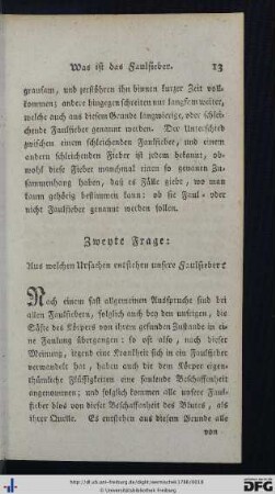 Zweyte Frage. Aus welchen Ursachen entstehen unsere Faulfieber?