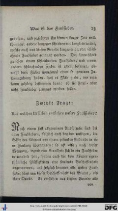 Zweyte Frage. Aus welchen Ursachen entstehen unsere Faulfieber?