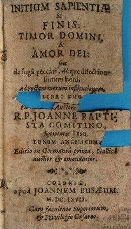 Initium sapientiae Timor Dei