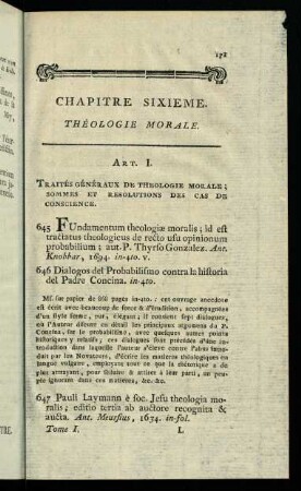 171-184, Chapitre Sixieme. Theologie Morale.