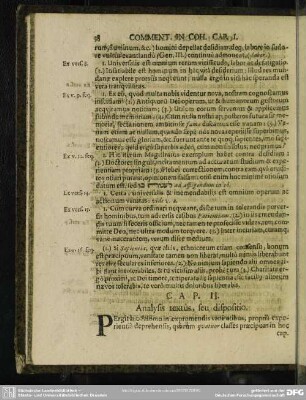 Cap. II. Analysis textus, seu dispositio