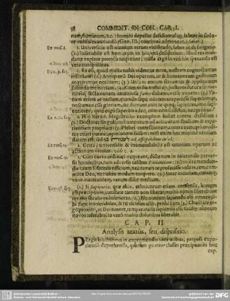 Cap. II. Analysis textus, seu dispositio