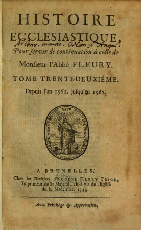 Histoire Ecclesiastique. 32, Depuis l'an 1561. jusqu'en 1562.