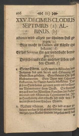 XXV. Decimus Clodius Septimus (a) Albinus. (b)