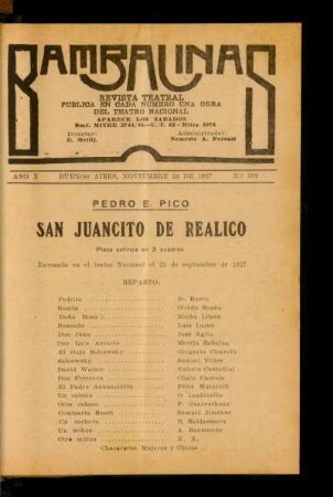 San Juancito de Realico : pieza en 3 cuadros