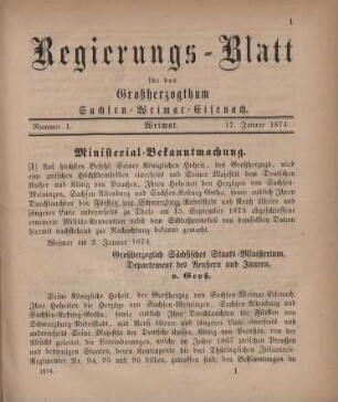 Nr. 1 : 17. Januar 1874
