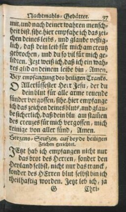 Herzens-Seufzen, auf beyde heiligen Zeichen gerichtet