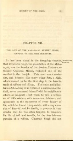 Chapter XII. The life of the Maharajah Runjeet Singh, founder of the Sikh Monarchy