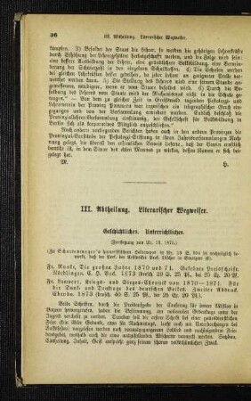 Literarischer Wegweiser : Geschichtliches. Unterrichtliches ; (Fortsetzung von Nr. 13. 1875)