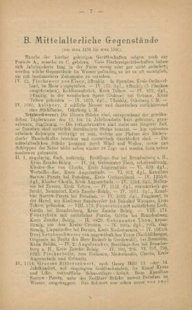 B. Mittelalterliche Gegenstände (von etwa 1156 bis etwa 1500)