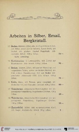 Arbeiten in Silber, Email, Bergkristall (Nr. 13-49)