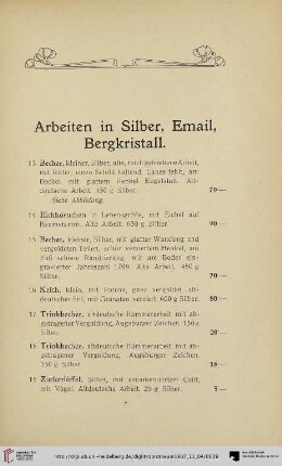 Arbeiten in Silber, Email, Bergkristall (Nr. 13-49)