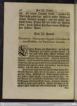 Das XI. Capitel. Precationes solennes pro singulis Ordinibus & necessitatibus die Parasceves dicendae
