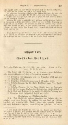 Abschnitt XXIX. Gesinde-Polizei