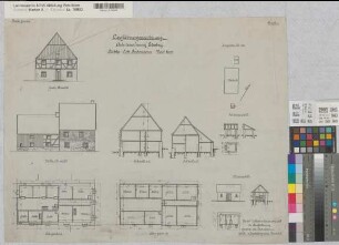 Wocklum (Balve) Arbeiterwohnung Petersberg Ansichten, Schnitte, Grundrisse, Lageplan 1907 1 : 100/500 52 x 65 Zeichnung Landsberg-Velensches Baumat Landsberg-Velen
